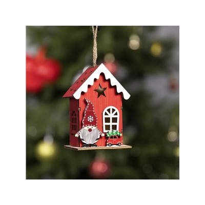 Ёлочная игрушка «Домик эльфа», 10×7×5 см, 1 LED, от батареек, свечение тёплое белое