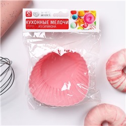 Форма для выпечки кекса Доляна «Круг. Риб», силикон, 11×6 см, розовая