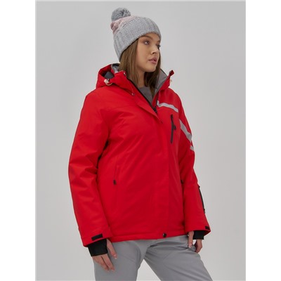 Горнолыжная куртка женская зимняя красного цвета 7017Kr