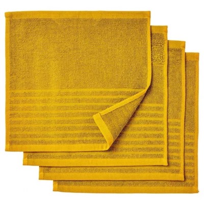 Набор полотенец золотисто-желтых (4 шт), VAGSJON Washcloth Golden-yellow Set, произв. IKEA