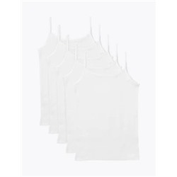 5 Pack Pure Cotton Camisoles (2-16 Yrs)