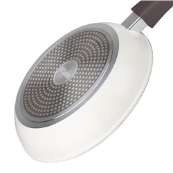 Сковорода с антипригарным покрытием д28см "Hygge", h5,3см, s3,3мм, дно д22,7см, s3,8мм, кованый алюминий, съемная бакелитовая ручка с покрытием "soft-touch", молочный/коричневый, "TalleR" (Китай) Подходит для всех видов плит, включая индукционную.