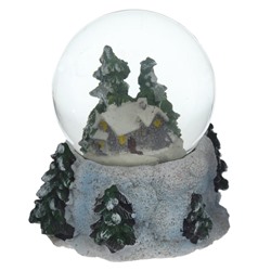 Фигурка декор в стекл шаре "Домик/Олень", D 6.5 см, L9 W8 H9 см, 3в.