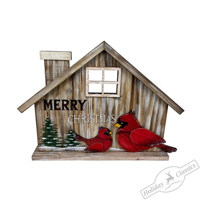 Скворечник декоративный "Красные птицы" (дерево) 38х4,5х27,5 см