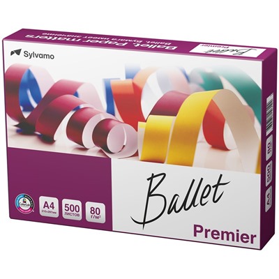 Бумага офисная А4, 80 г/м2, 500 л., марка А, BALLET PREMIER, ColorLok, Россия, 162% (CIE)