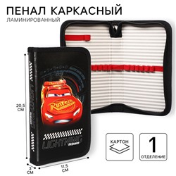 Пенал каркасный, 1 секция, 11.5×20.5×3 cм, ламинированный картон, «Тачки»