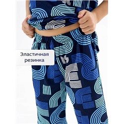 Детская пижама с шортами "Сорванец" / Диско синий