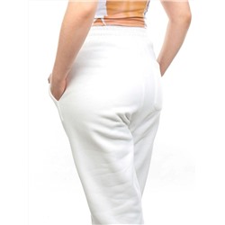 M039 WHITE Брюки спортивные женские на флисе (100% хлопок) 7986