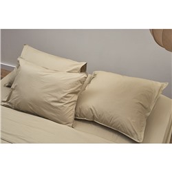 Комплект постельного белья из стираного перкаля бежево-серого цвета из коллекции Essential, 200х220 см