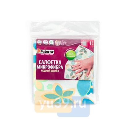 Салфетка Paterra Professional для стекл и зеркал с микрофиброй, 30 x 30 см.