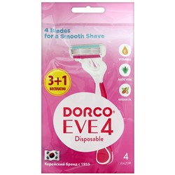 Dorco Eve 4 Shai vanila одноразовый жен. 3+1шт, 4 лезвия, плав.головка, увл. Полоса