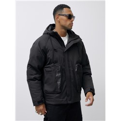 Куртка молодежная мужская зимняя с капюшоном черного цвета 25313_1Ch