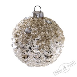 Шар "Римский" серебряный винтаж (стекло) 8 см