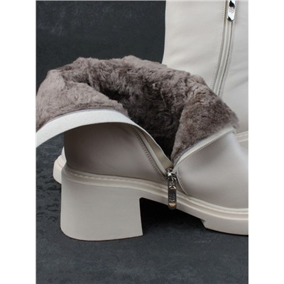 04-M3-L802 BEIGE Ботинки зимние женские (натуральная кожа, натуральный мех)