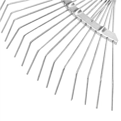 Грабли веерные стальные, 350 х 1450 мм, 18 круглых зубьев, деревянный черенок, Сибртех