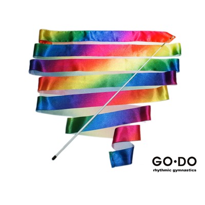 Лента гимнастическая с палочкой. Цвет радуга: PD-02-РА