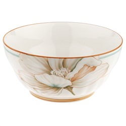"Блуминг флауэрс (Blooming flowers)" Салатник фарфоровый 1,2л, д17,8х8,5см, с деколью, отводка (Китай)