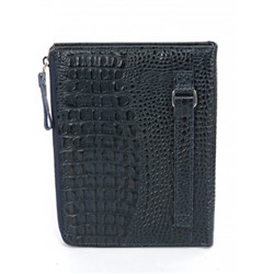 Папка натуральная кожа Croco-1304,  2отд,  2 отд,  8внут карм,  синий КЛ (98)  263595