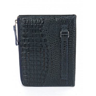 Папка натуральная кожа Croco-1304,  2отд,  2 отд,  8внут карм,  синий КЛ (98)  263595