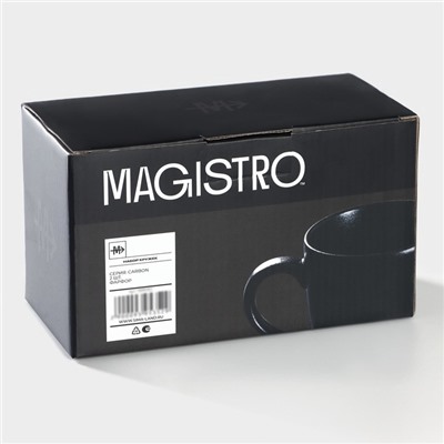 Кружка Magistro Carbon, 380 мл, фарфор, чёрная