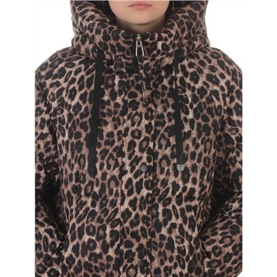 24-801 BROWN/LEOPARD Пальто зимнее женское (200 гр. холлофайбер)