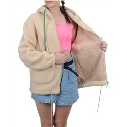 1003 BEIGE Куртка плюшевая демисезонная (65% хлопок, 35% полиэстер) оверсайз 44-54