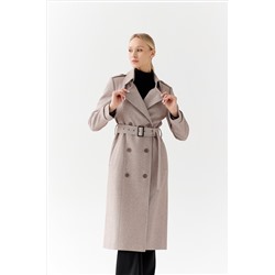 Пальто женское демисезонное 25797 (коричневый/ёлочка)