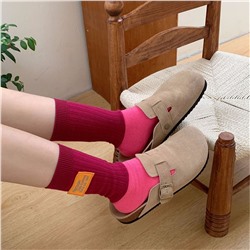 Cotton fuchsia retro trend knee socks for men and women, internet celebrity, mid-length