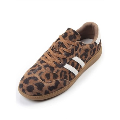 03-270-6PC LT. BROWN/LEOPARD Кеды женские (натуральная кожа)