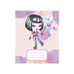 Тетрадь 12 листов в линейку Calligrata Pretty Girl, обложка мелованная бумага, ВД-лак, блок №2 (серые листы), МИКС