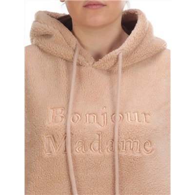 102 BEIGE Худи женское Тедди на флисе