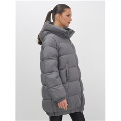 Куртка женская зимняя на резинке большого размера темно-серого цвета 7619TC