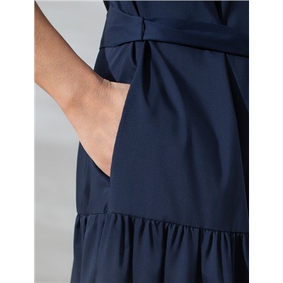 Платье А-силуэта с поясом из легкого хлопкового поплина