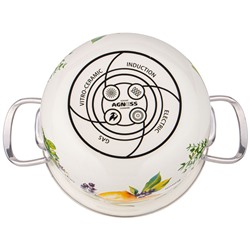 НАБОР КАСТРЮЛЬ AGNESS ЭМАЛИРОВАННЫХ СЕРИЯ "СЕКРЕТНЫЕ ИНГРЕДИЕНТЫ, 4ПР. 2,0Л И 2,8Л, 18Х11СМ, 20Х12СМ