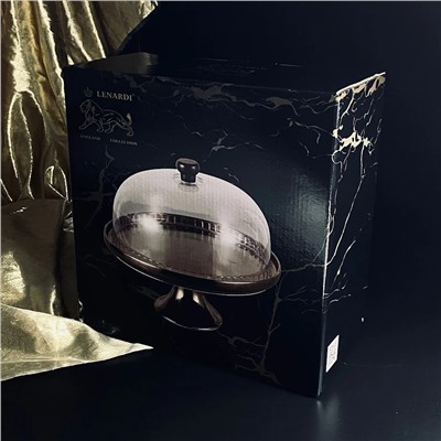 232-005 Тортовница 28см на ножке с крышкой ВИНТАЖ в под.уп.(х4)Фарфор