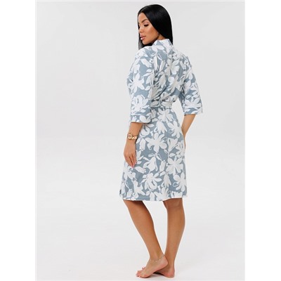 Женский халат Х-112(М) / Серо-голубой (цветы)