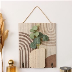 Настенные крючки декоративные «Абстракция. Прямоугольник. Цветок», дерево, 1.5×19.5×23.5 см