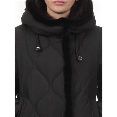 310 BLACK/BLACK Пальто зимнее стеганое женское (200 гр. холлофайбер, натуральная норка)