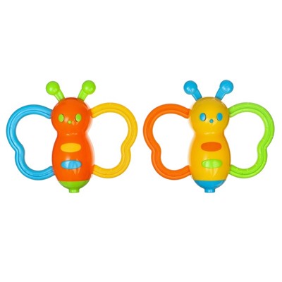 Погремушка Крошка Я «Бабочка - дудочка», от 3 мес., МИКС