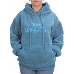 103 BLUE Худи женское Тедди на флисе