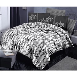 2 сп. Евро Комплект Постельного Белья Cotton Saten Alchera Siyah - Altınbaşak