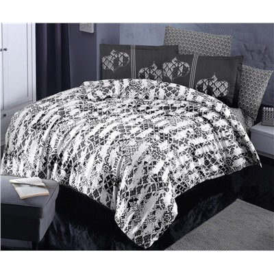 2 сп. Евро Комплект Постельного Белья Cotton Saten Alchera Siyah - Altınbaşak