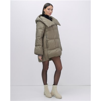 Куртка зимняя женская с большим капюшоном модная коричневого цвета 7739K