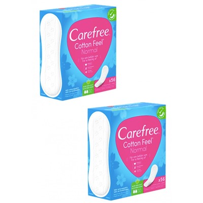 Carefree Slipeinlage Cotton Aloe Normal 56 St, Карефри Прокладки ежедневные Нормал с алоэ, 56шт, 2 упаковки (112 шт)