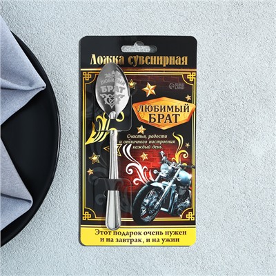 Ложка чайная с гравировкой «Любимый брат», на подарочной открытке, 3×14 см