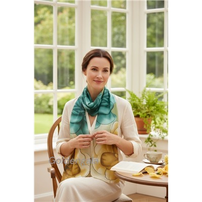 Шарф шифоновый с цветочным рисунком 3D Арт М52/1