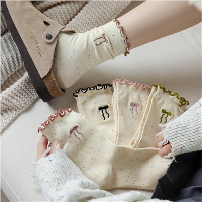 Tide, knee socks with bow, Japanese school skirt, with embroidery, mid-length