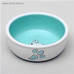 Миска керамическая для кроликов 200 мл 10×3.7 см, бело-зеленая