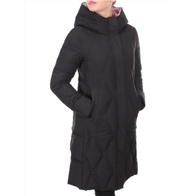2158 BLACK Пальто зимнее облегченное  женское YINGPENG (150 гр. холлофайбер)