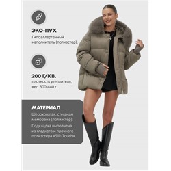 Куртка зимняя женская с мехом и капюшоном тренд коричневого цвета 7658K